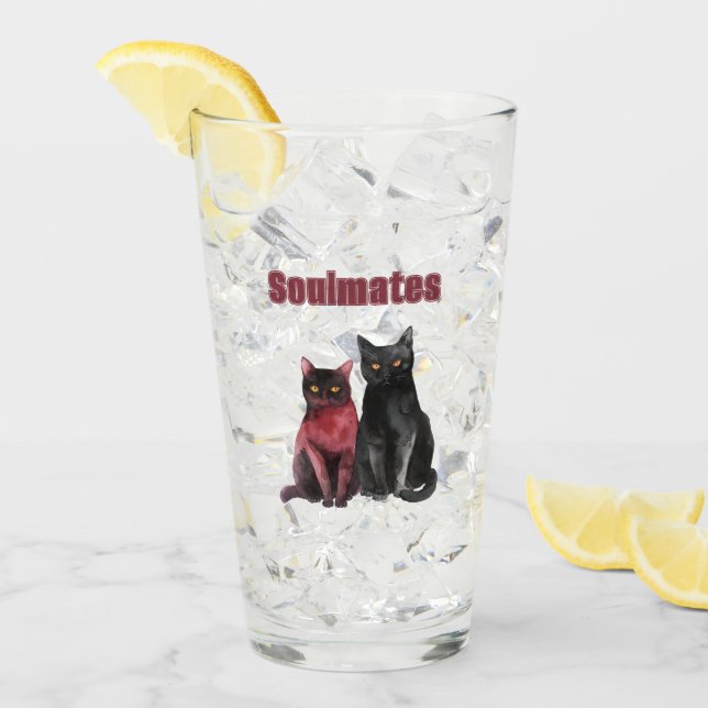 Rote Schwarze Katzen Seelenverwandte Glas (Vorderseite Ice)