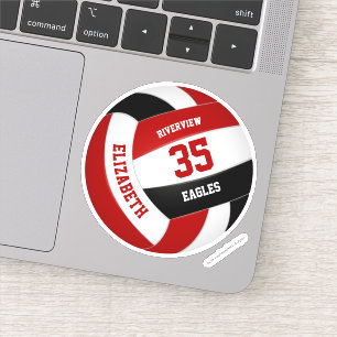 Rote Schwarze Mannschaft Farbe Jungen Volleyball Aufkleber