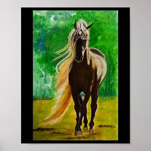 Rote Schwarze Pferde Reiten Reiten Poster (Vorne)