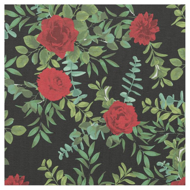 Rote schwarze Rose Blumenkohle Blume Stoff (Nahaufnahme)