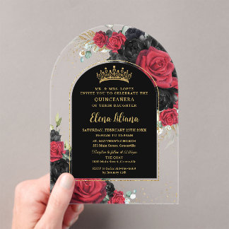 Rote schwarze Rose Blumenkohlrübe Süße 16 Arche Acryleinladungen