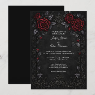Rote schwarze Spitzen-Hochzeitseinladung Einladung