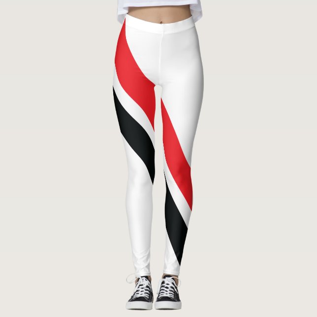 Rote/schwarze Streifen auf weißen Leggings 1 (Vorderseite)