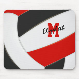 rote schwarze Teamfarben Volleyballspieler Monogra Mousepad