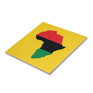 Rote, schwarze u. grüne Afrika-Flagge Fliese