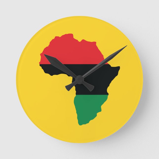 Rote, schwarze u. grüne Afrika-Flagge Runde Wanduhr (Vorderseite)