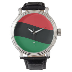 Rote, schwarze u. grüne Flagge Armbanduhr