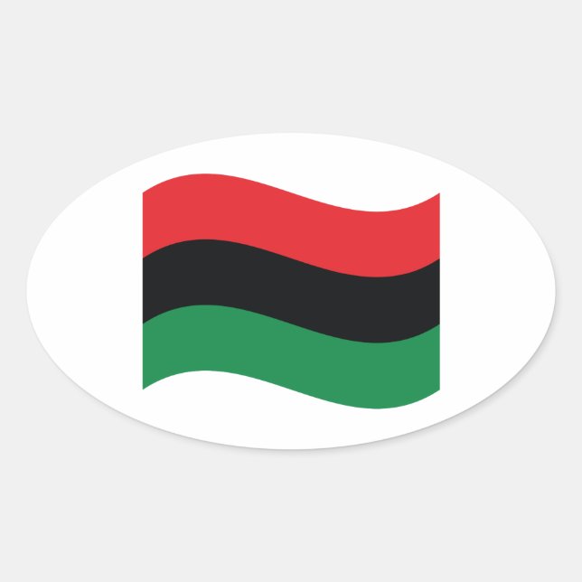 Rote, schwarze u. grüne Flagge Ovaler Aufkleber (Vorderseite)