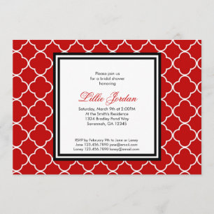 Rote, schwarze u. weiße Brautparty-Einladung Einladung
