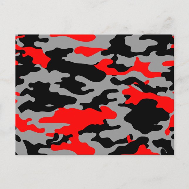 ROTE, SCHWARZE UND GRAUE CAMOUFLAGE POSTKARTE (Vorderseite)