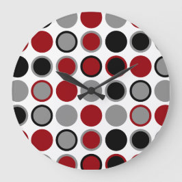 Rote, schwarze und graue Kreise Große Wanduhr