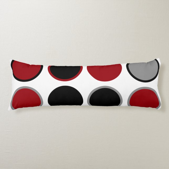 Rote, schwarze und graue Kreise Seitenschläferkissen (Vorderseite)