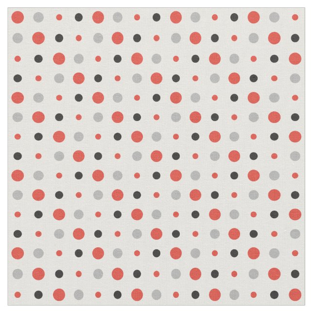 Rote, schwarze und graue Polka-Punkte Stoff (Nahaufnahme)