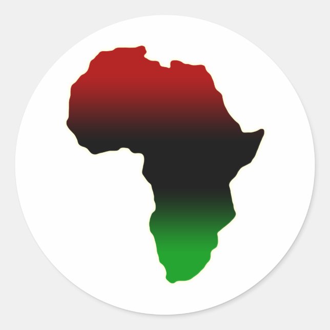 Rote, schwarze und grüne Afrika-Form Runder Aufkleber (Vorderseite)
