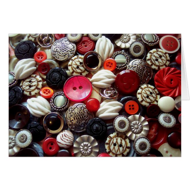 Rote schwarze und silberne Knopf-Collage (Vorderseite (Horizontal))