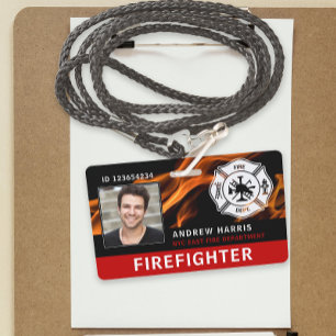 Rote, schwarze und weiße Feuerwehr-Foto-ID Ausweis