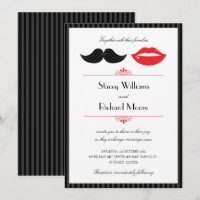 Rote, schwarze und weiße Mustache & Lips Hochzeit