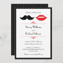 Rote, schwarze und weiße Mustache & Lips Hochzeit