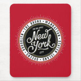 Rote, Schwarze und Weiße New Yorker City-Logo Mousepad
