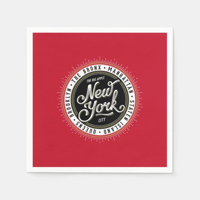 Rote, Schwarze und Weiße New Yorker City-Logo Serviette (Vorderseite)
