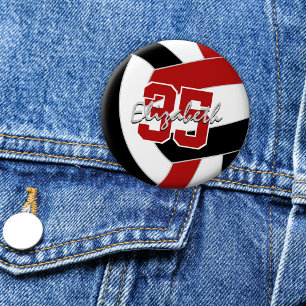 rote schwarze Volleyball-Mannschaft Geschenke Button