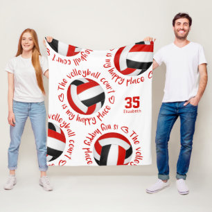 rote schwarze Volleyballfeld glücklicher Ort Typog Fleecedecke