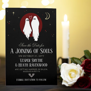 Rote Seelenhochzeit zu Halloween Save The Date