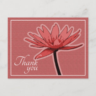 Rote Seerose vor rosa Hintergrund Dankeschön Postkarte