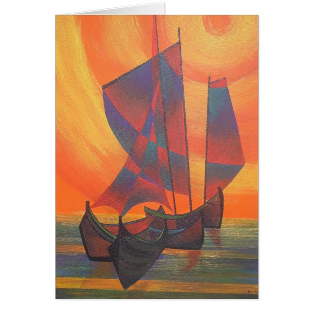 Rote Segel im sunset-kubistischen Junk-Abstrakte (Vorne)