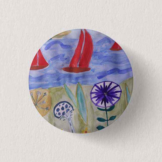 Rote Segel und Blume Abzeichen Button (Vorderseite)