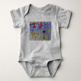 Rote Segel und Blume Baby Strampler