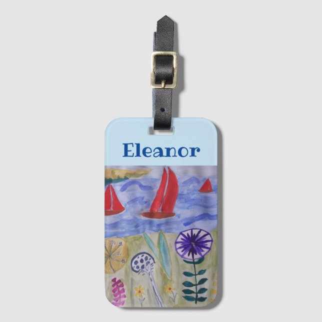 Rote Segel und Blume Gepäckanhänger (Vorderseite Vertikal)