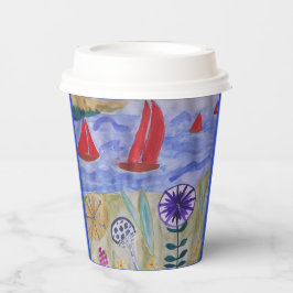 Rote Segel und Blume Pappbecher