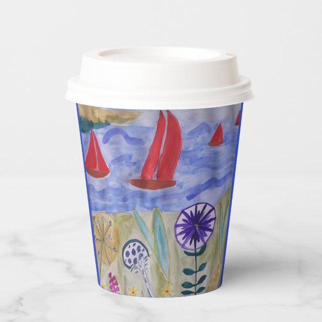 Rote Segel und Blume Pappbecher (Vorderseite)