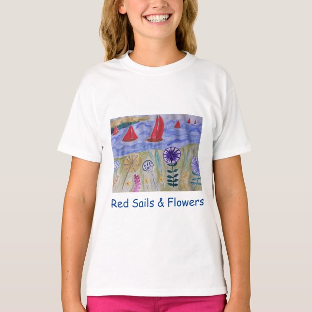 Rote Segel und Blume T-Shirt (Vorderseite)