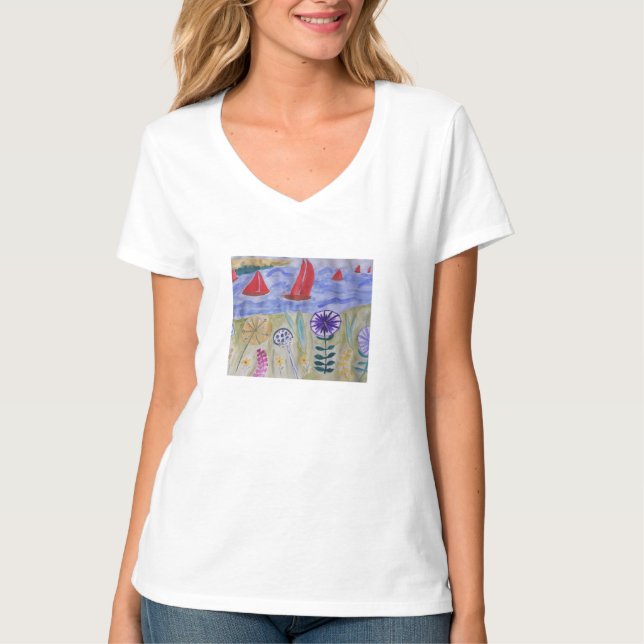 Rote Segel und Blume T-Shirt (Vorderseite)