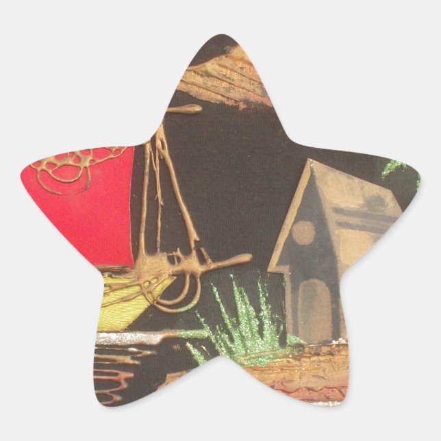 Rote Segelboote Landschaft Ölgemälde Kunst drucken Stern-Aufkleber (Vorderseite)