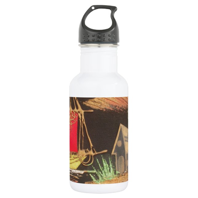 Rote Segelboote Landschaft Ölgemälde Kunst drucken Trinkflasche (Vorderseite)