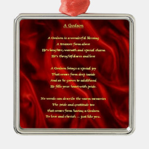 Rote Seide - Patensohngedicht Ornament Aus Metall
