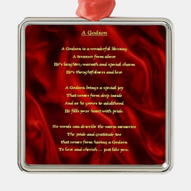 Rote Seide - Patensohngedicht Ornament Aus Metall (Vorne)