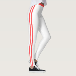 Rote Seiten gestreifte weiße Leggings Farben wähle
