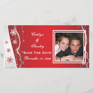 Rote, silbergraue Schneeflocke Hochzeit Save the D Date