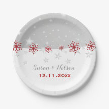 Rote, silbergraue Schneeflocke Moderne Hochzeit