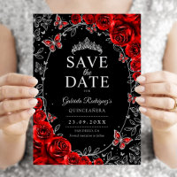 Rote Silberne Schwarze Quinceanera-Floralie