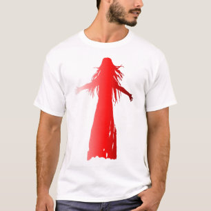 Rote Silhouette einer Frau mit langen Haaren T-Shirt