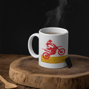 Rote Silhouette eines Motocross Dirt Bike Fahrers Kaffeetasse