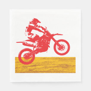 Rote Silhouette eines Motocross Dirt Bike Fahrers Serviette