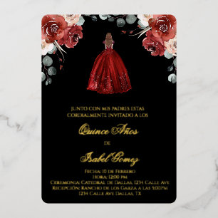 Rote Silhouette Quinceañera-Einladung Folie-Einlad Folieneinladung
