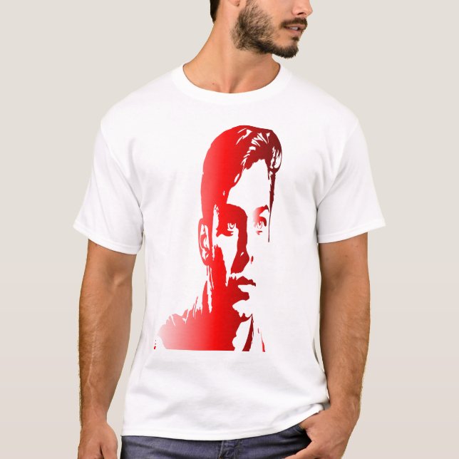 Rote Silhuette ein junger Mann visuell impaktives  T-Shirt (Vorderseite)