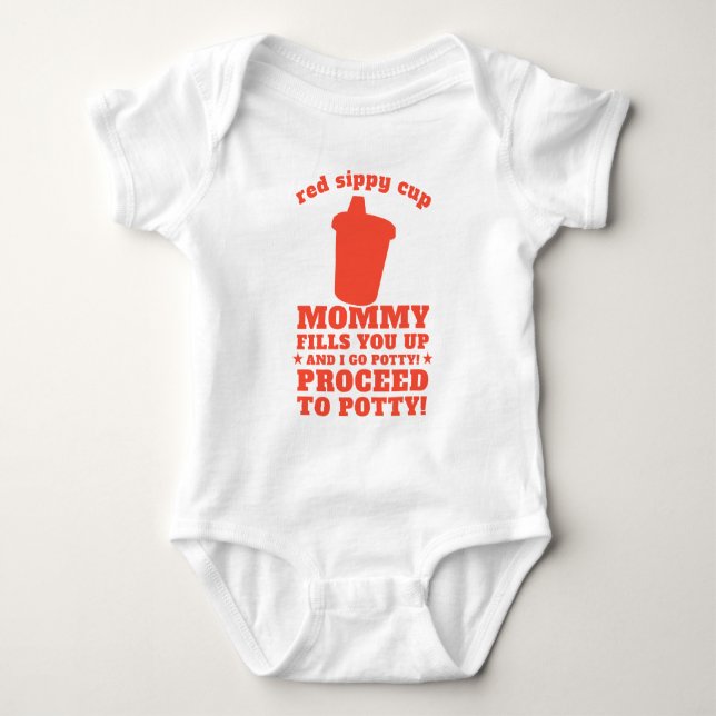 Rote Sippy Schale Baby Strampler (Vorderseite)